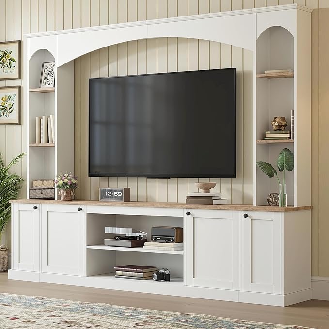 Arched Entertainment Center with Bookshelf & Storage