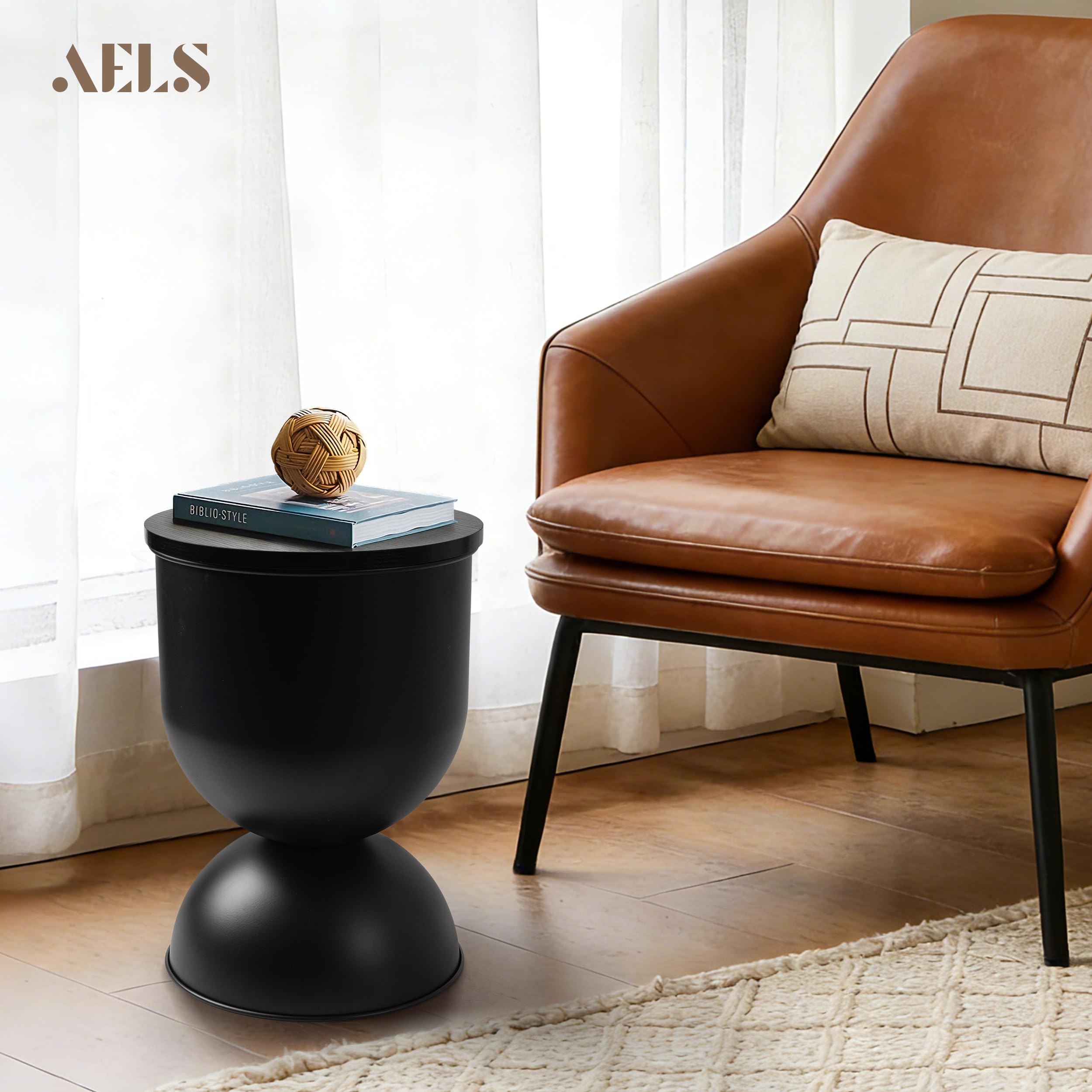 Double-Sided Drum Storage Side Table