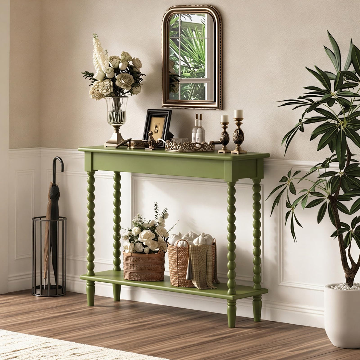 Green Bobbin Console Table