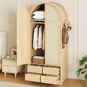 Arched Rattan Wardrobe with Drawers