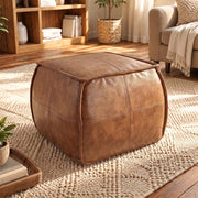 Divanus Genuine Leather Square Ottoman,Pouf for Living Room (Brown, Square)