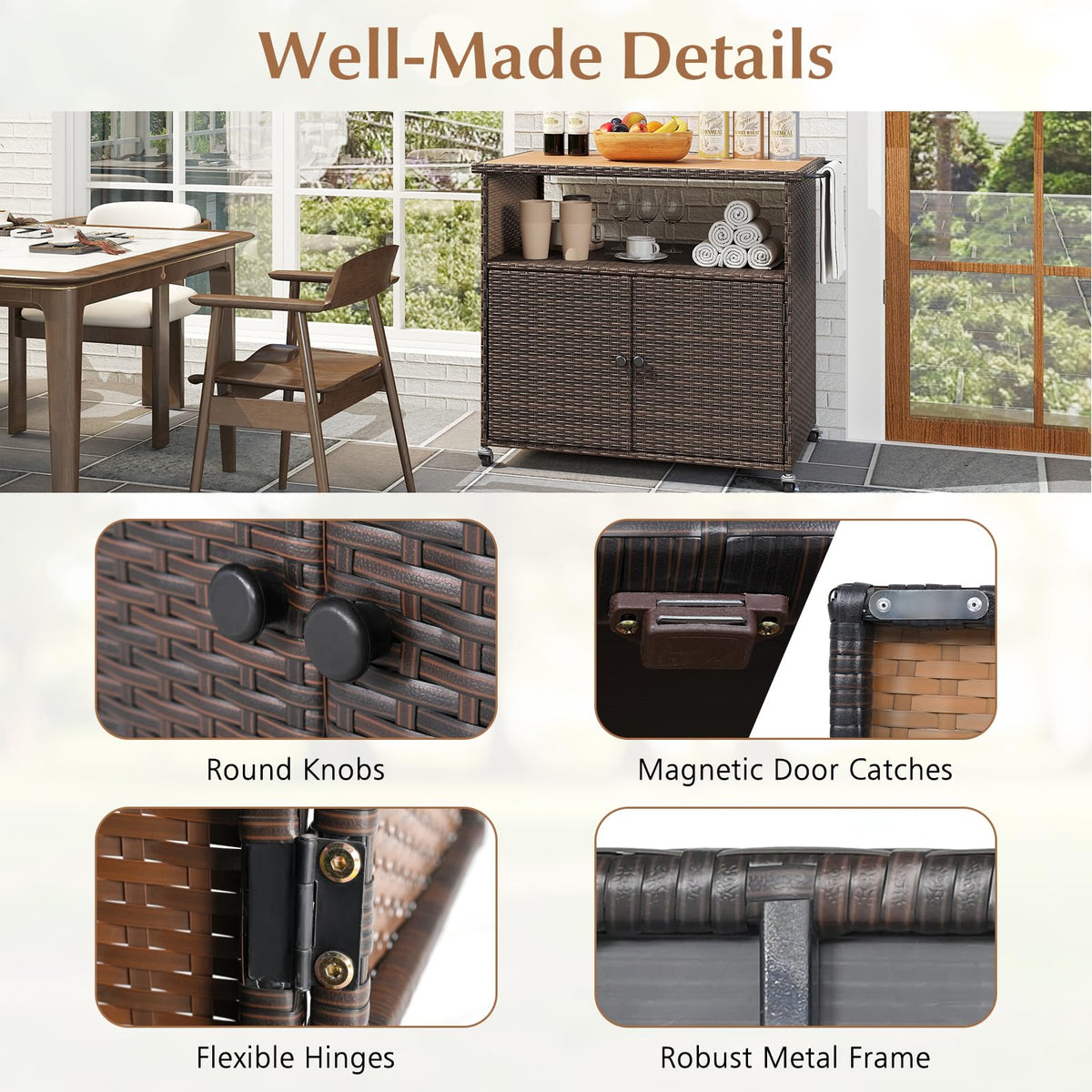 Outdoor Rattan Bar Cart
