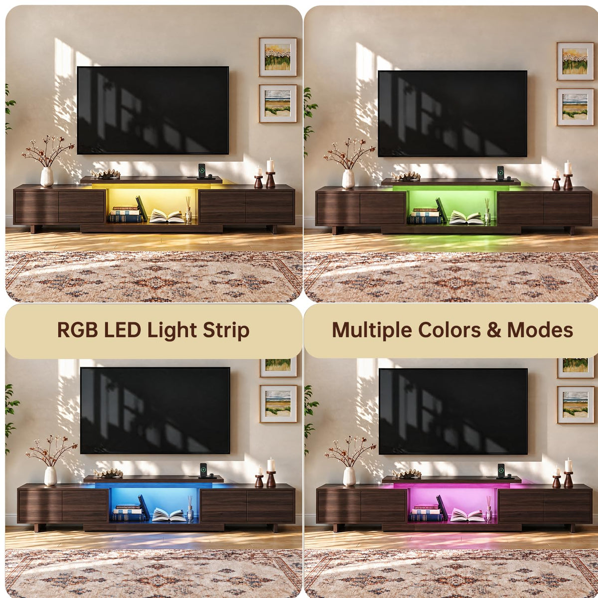 LIKIMIO Extendable TV Stand for 65-90 Inch TVs, Adjustable Length 63-94.5"