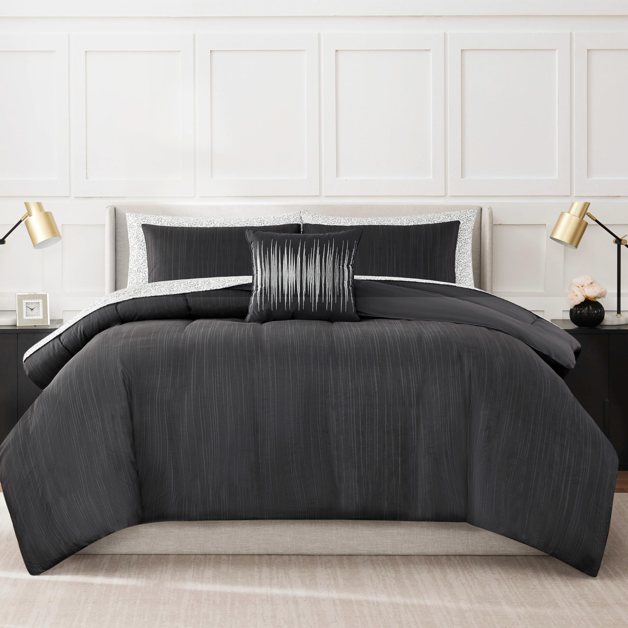 Nine West Lena Comforter Set 8-Piece Bed in a Bag, Queen Complete Bedding Set