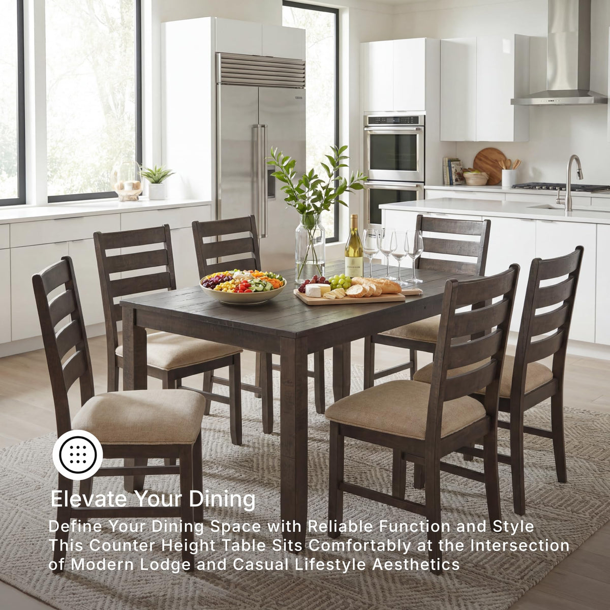 Signature Design by Ashley Rokane 7-Piece Dining Table Set for 6, Brown