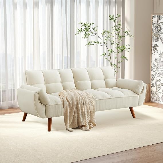 Convertible Futon Sofa Bed with Adjustable Backrest