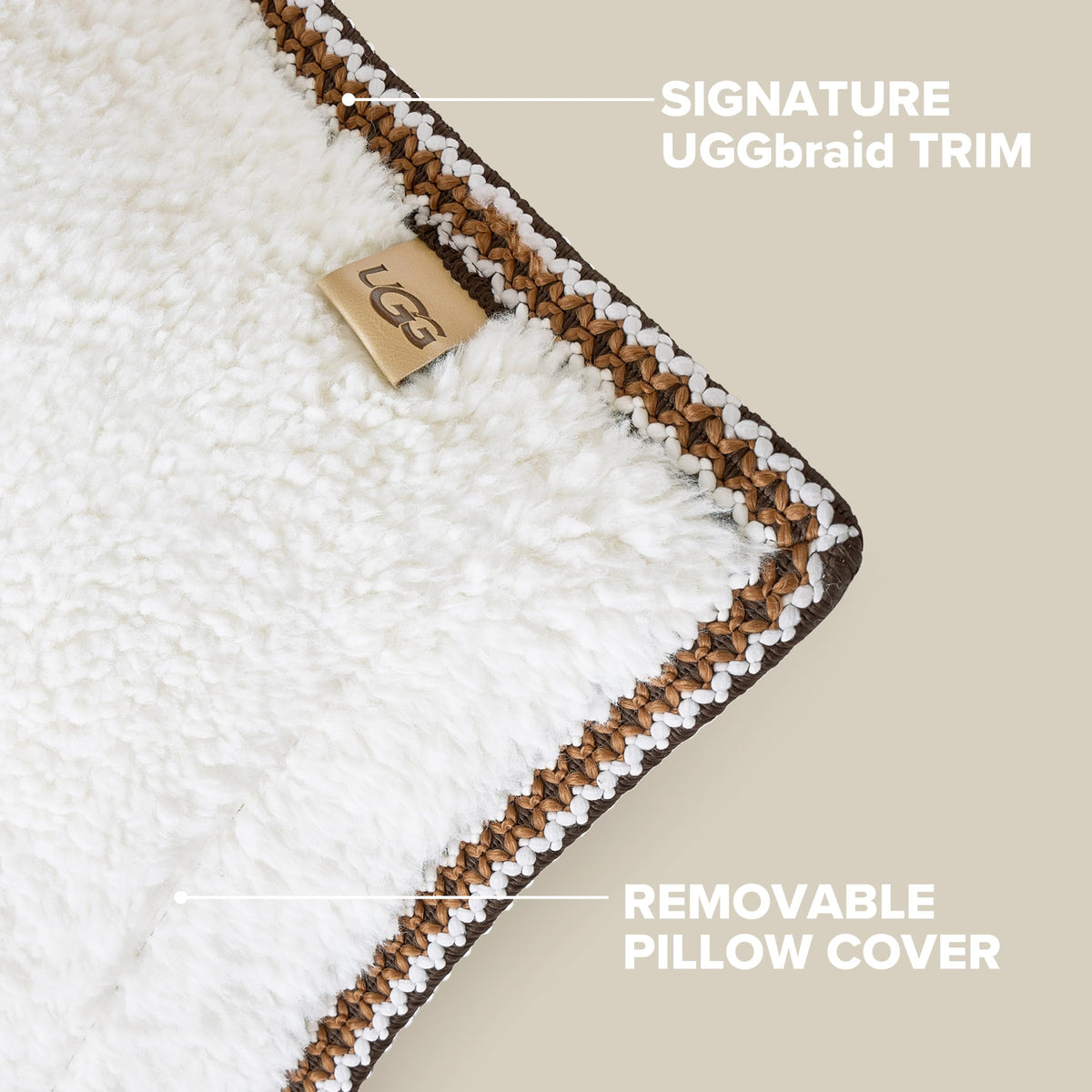 UGG Kirkwood Decorative Pillow for Sofa, 20" x 20", Brown (Chestnut)
