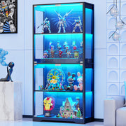 4-Tier Glass Display Cabinet with LED Lights