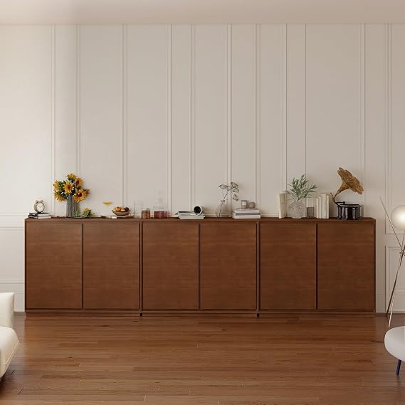 Mid Century Modern Narrow Sideboard Buffet Cabinet with 2 Doors
