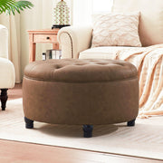 Round Storage Ottoman with Removable Top