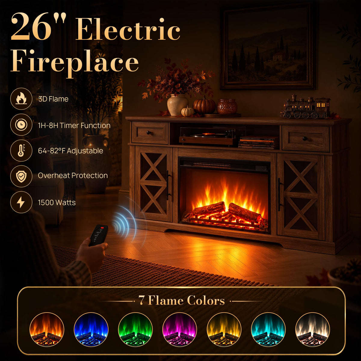 Farmhouse Fireplace TV Stand