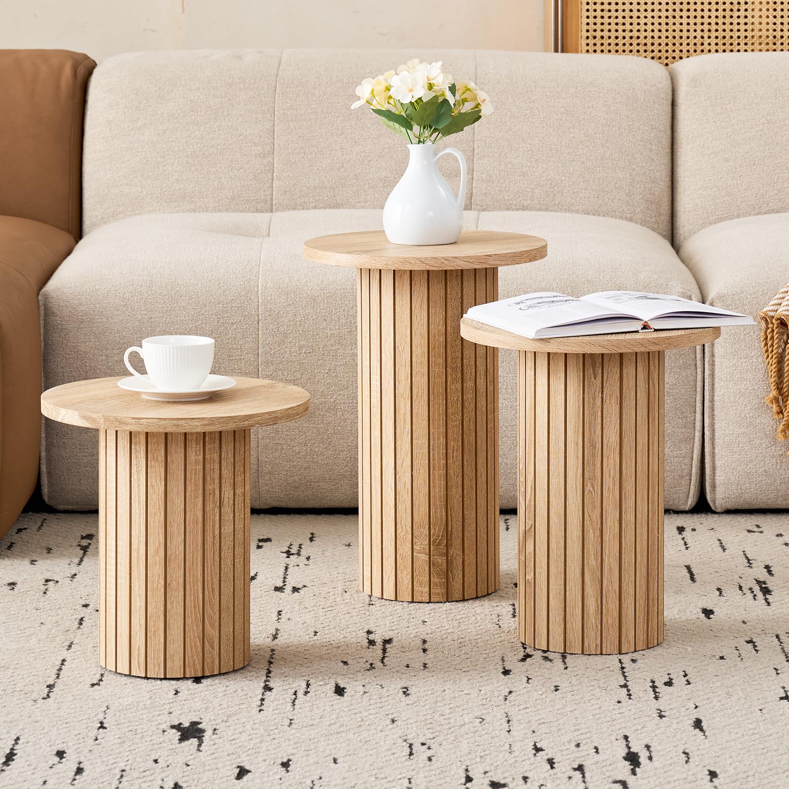 Round Nesting Coffee Table Set of 3