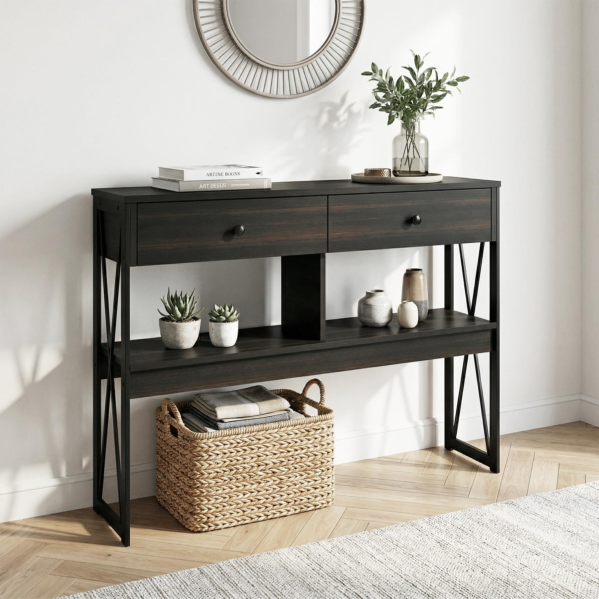 Narrow Console Table with Drawers