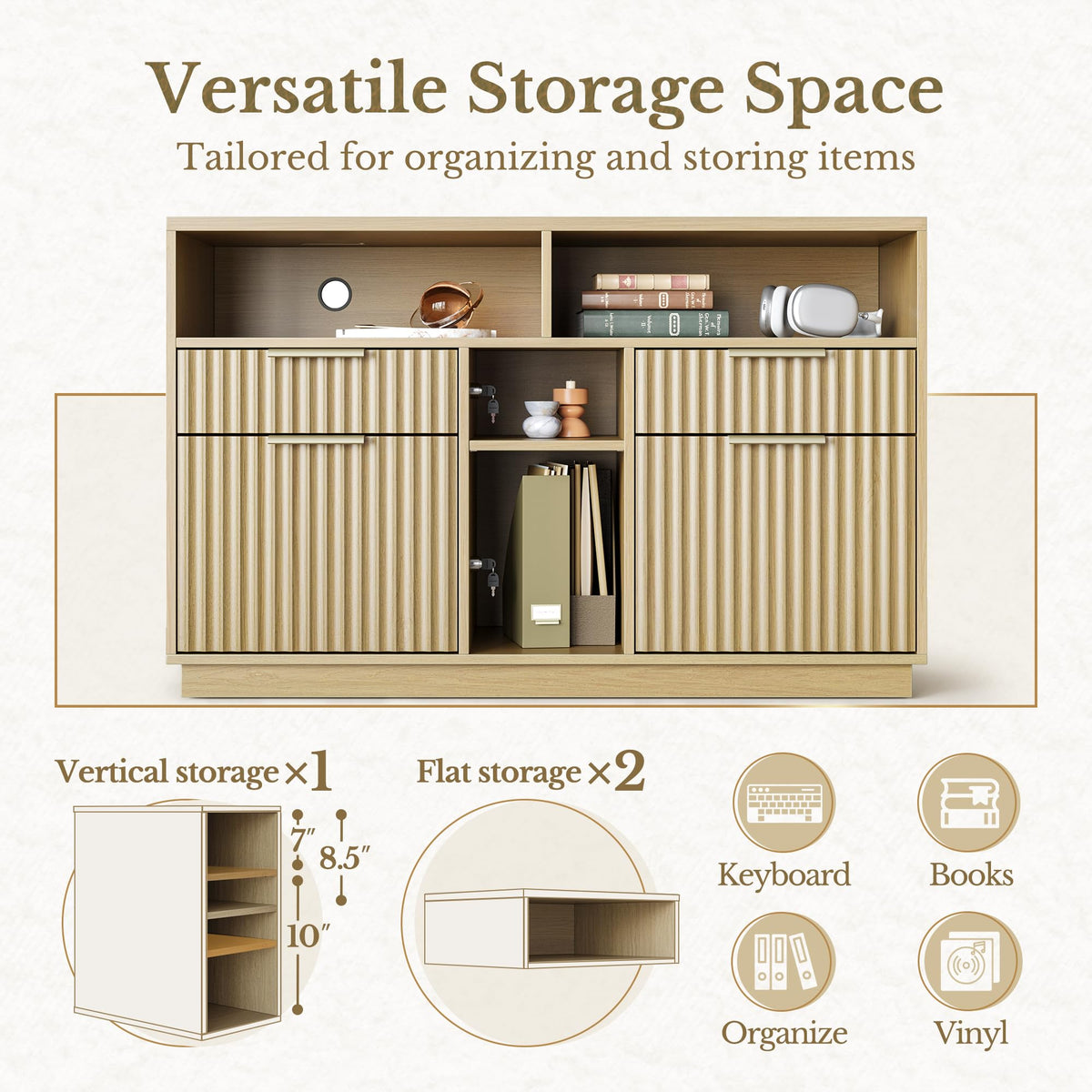 4-Drawer Fluted File Cabinet