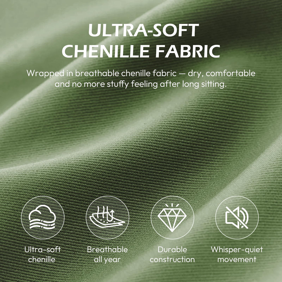 Green Chenille Gaming Chair with Footrest