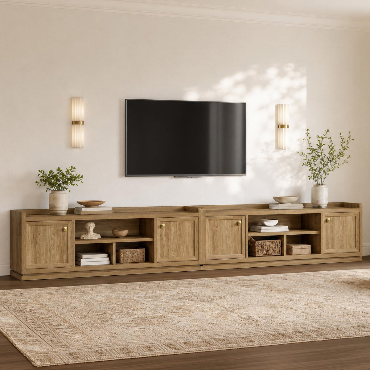 Fluted TV Stand with Storage
