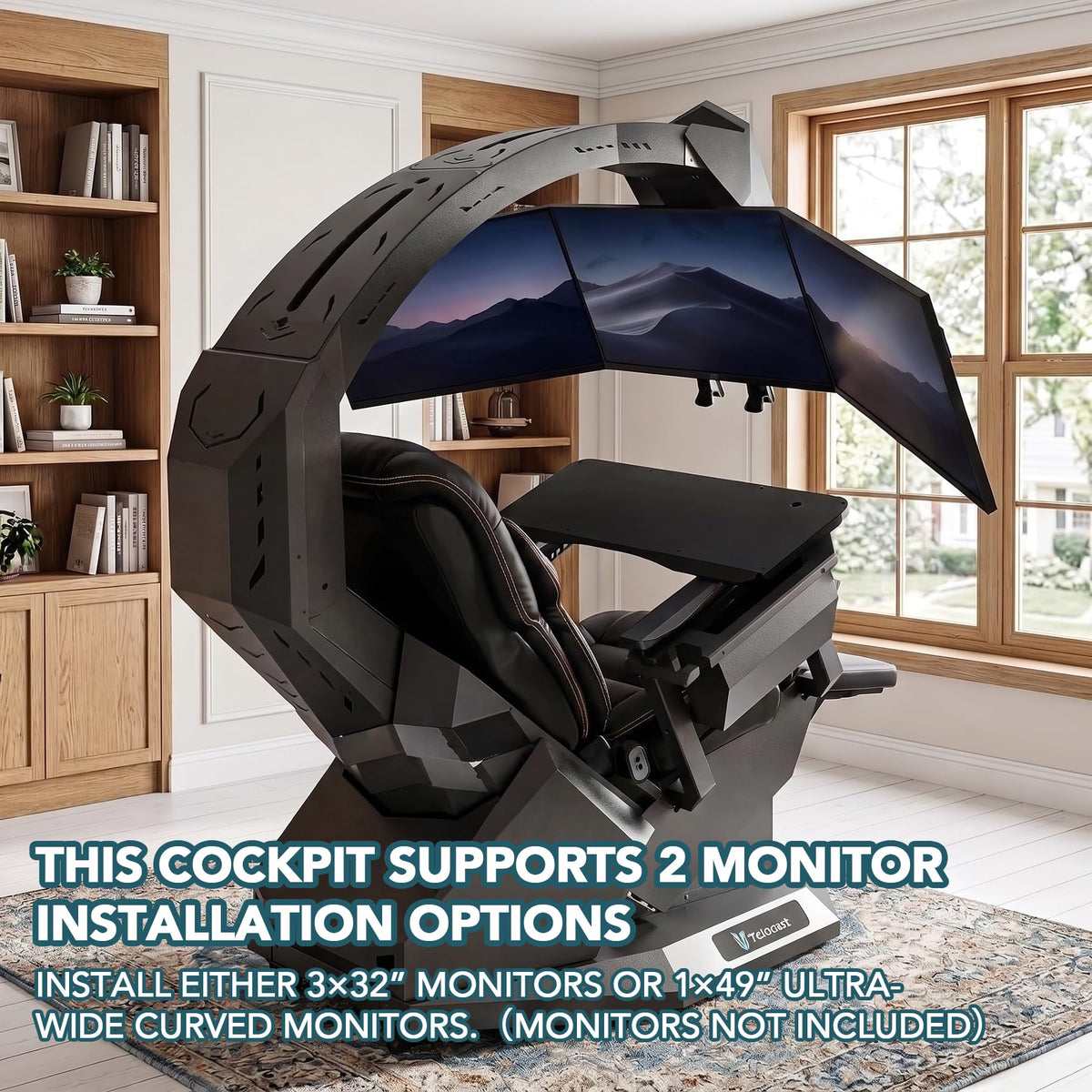 Ycloroet T2 Zero Gravity Leather Massage Chair - Ergonomic Gaming/Office Cockpit, 160° Recline, 3-Screen/49-inch Ultra-Wide Monitor Compatible