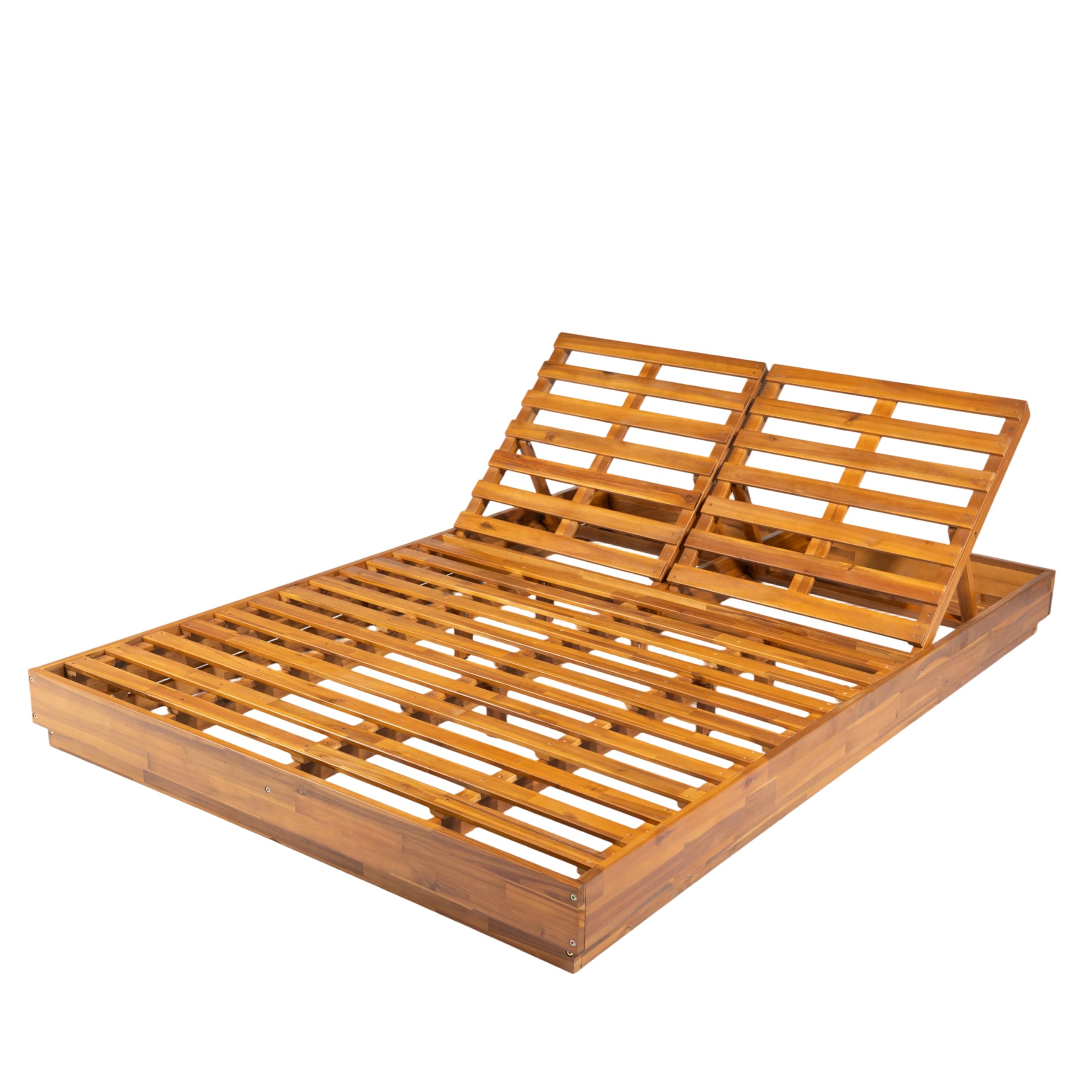 Double Outdoor Chaise Lounge with Cushion & Adjustable Backrest