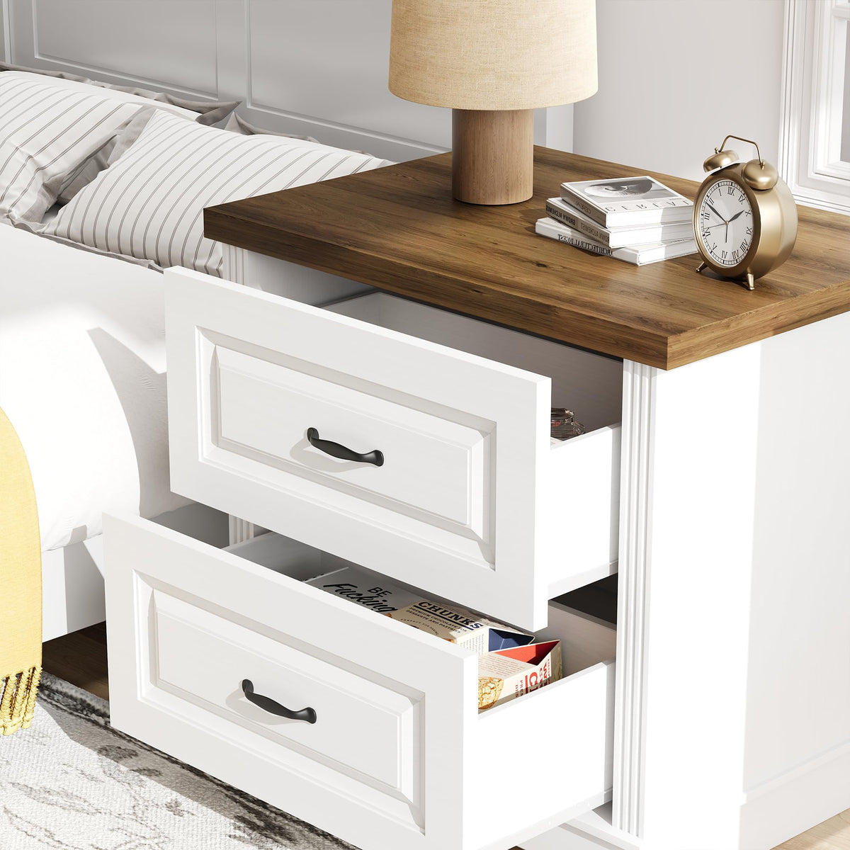 Farmhouse Nightstand with 2 Drawers