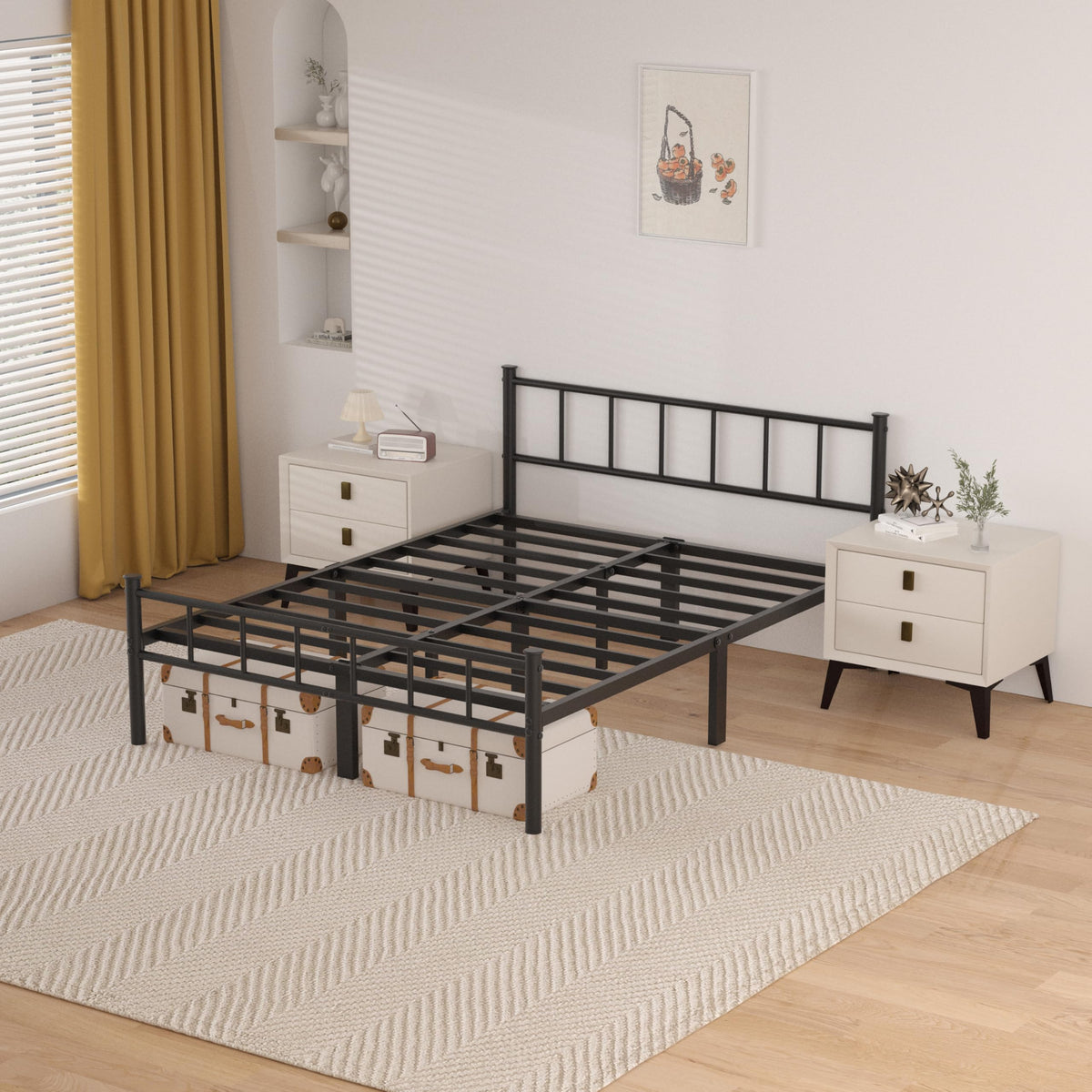 ZASHONT Full Bed Frame with Headboard,Steel Slat Support,Easy Assembly