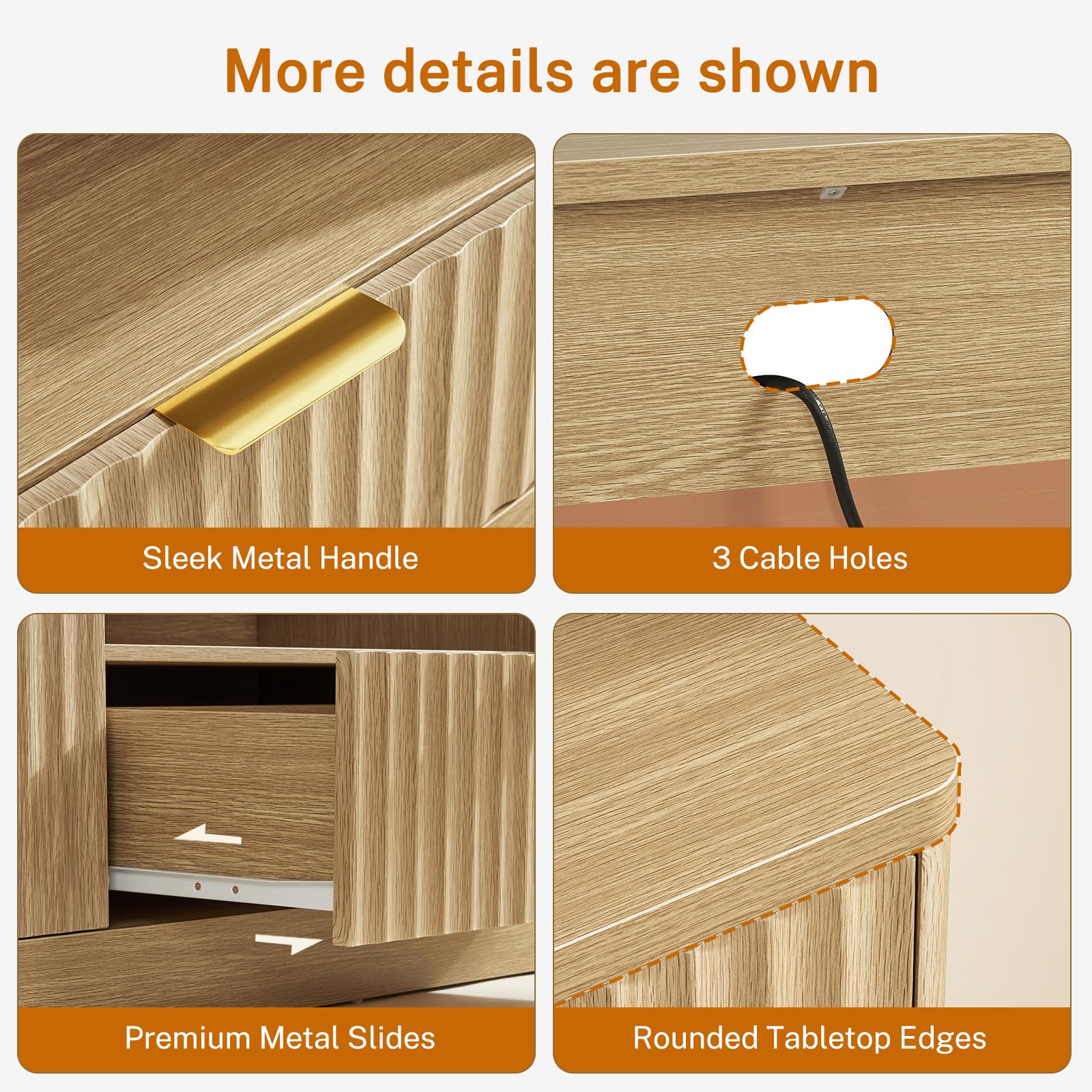 55" Fluted TV Stand with Drawer & Open Shelf