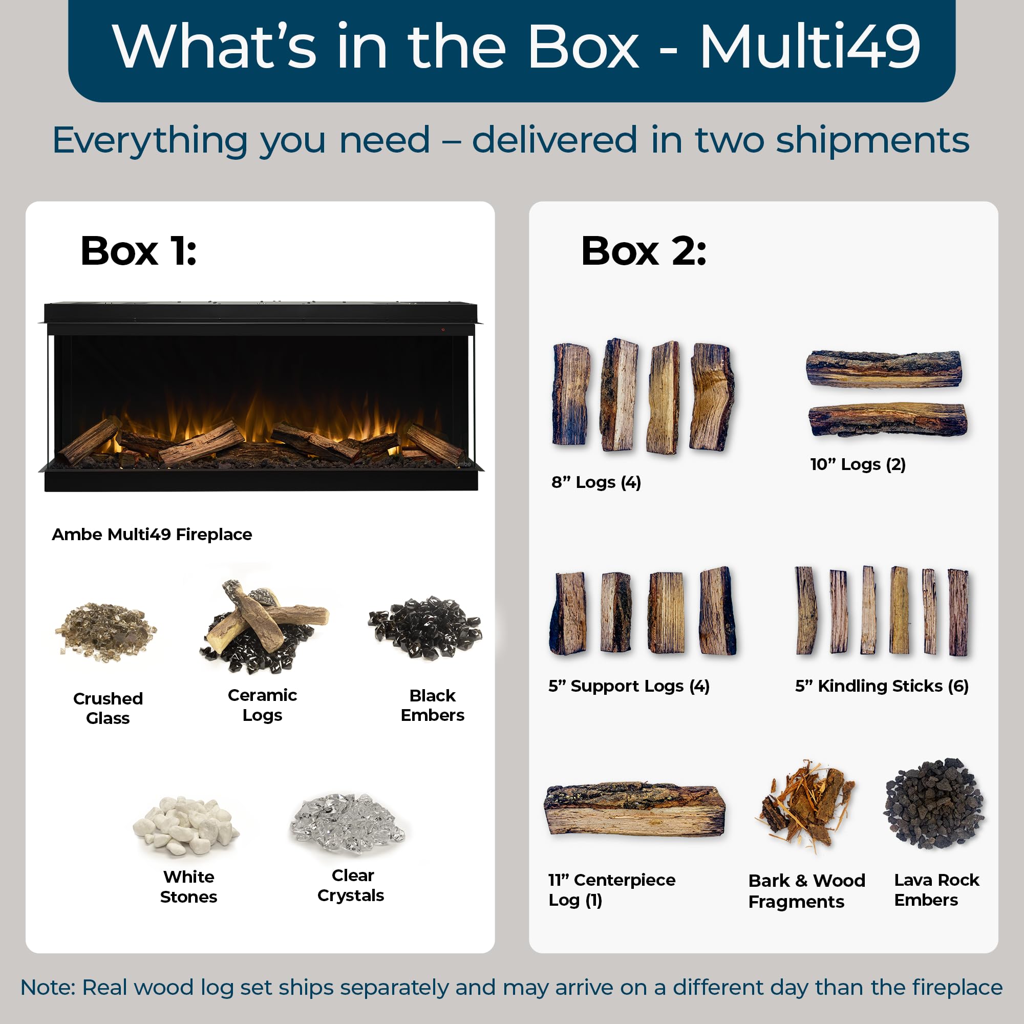 49" Multi-Sided Built-In Electric Fireplace