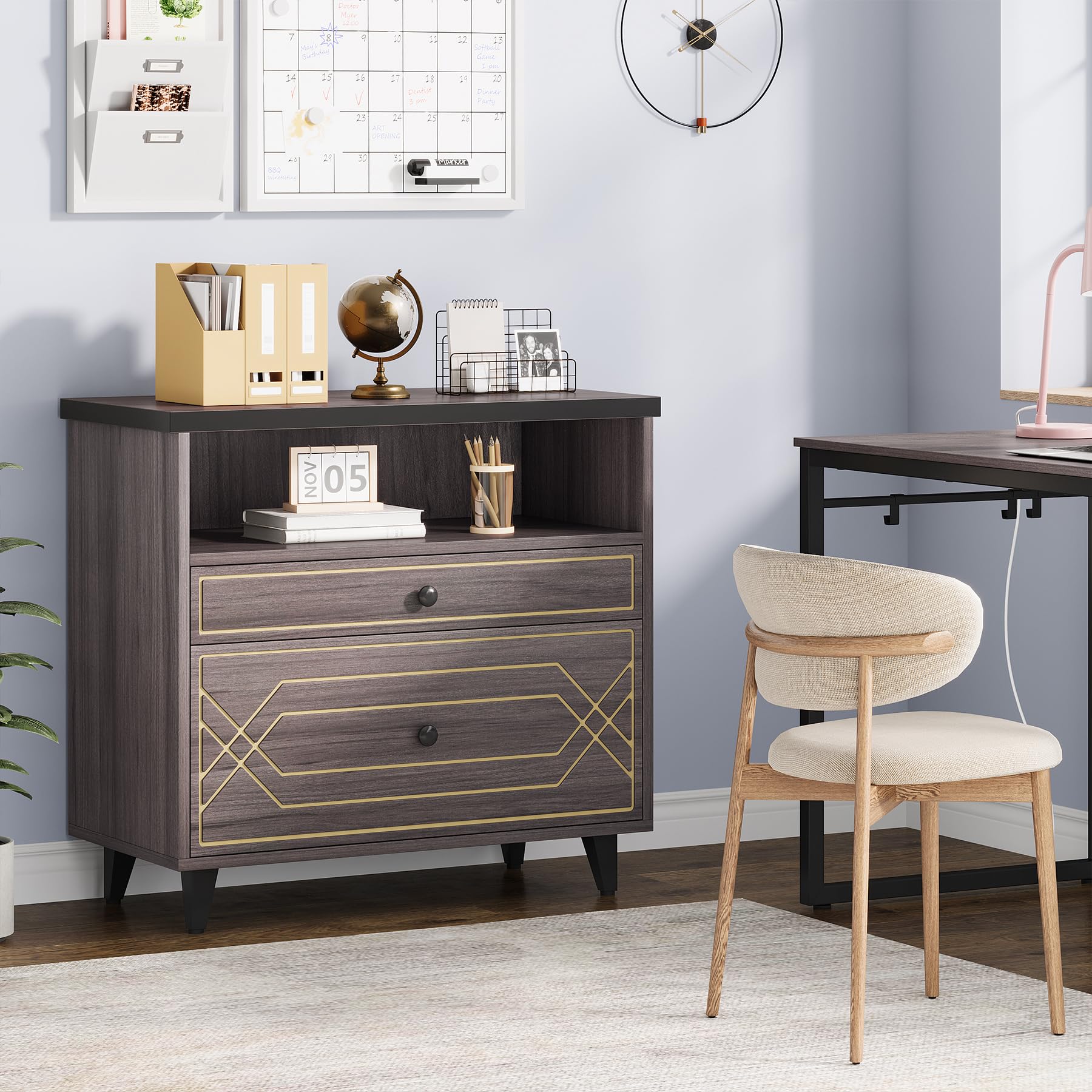 2-Drawer Lateral Filing Cabinet with Open Shelf