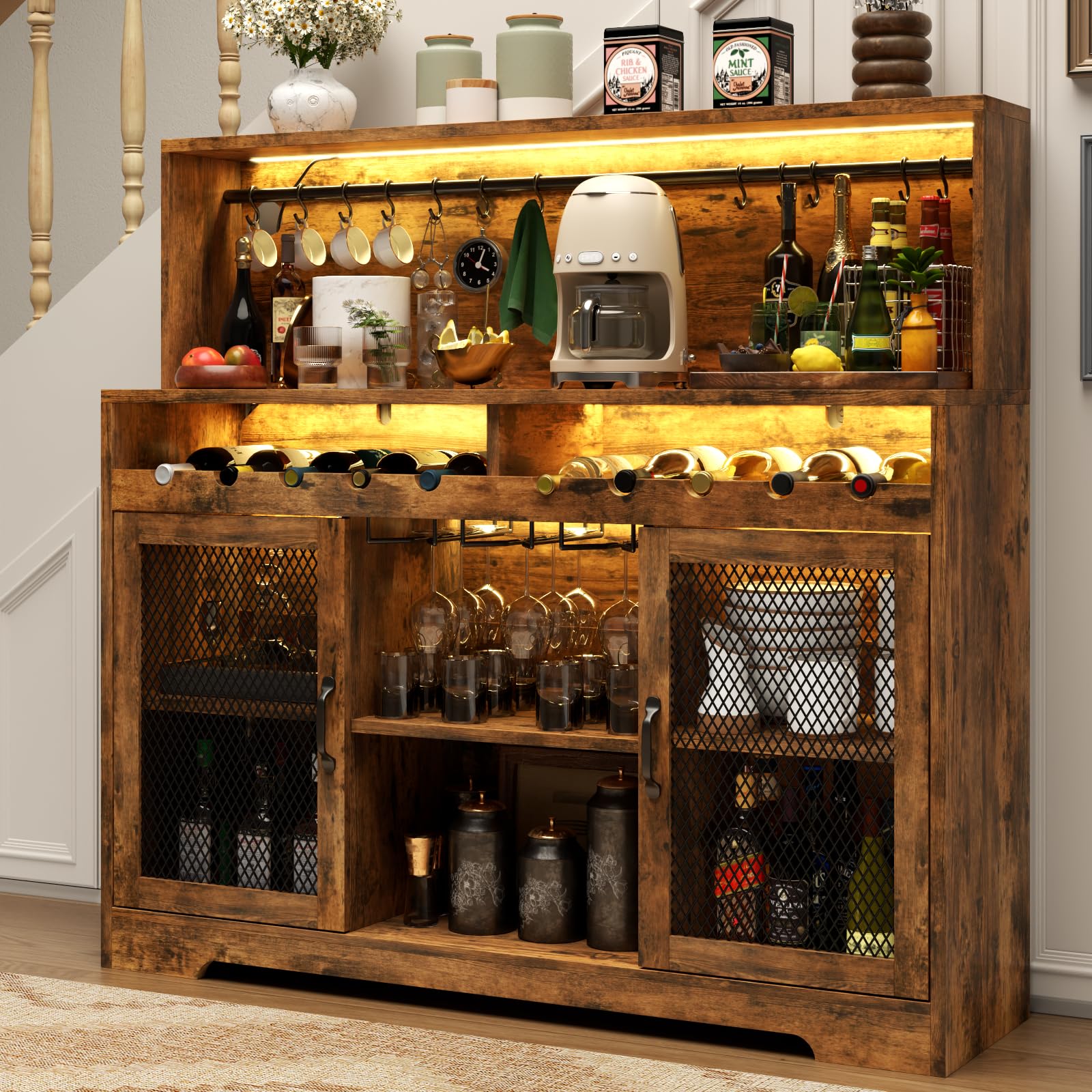 Wine Bar Cabinet with LED Lighting