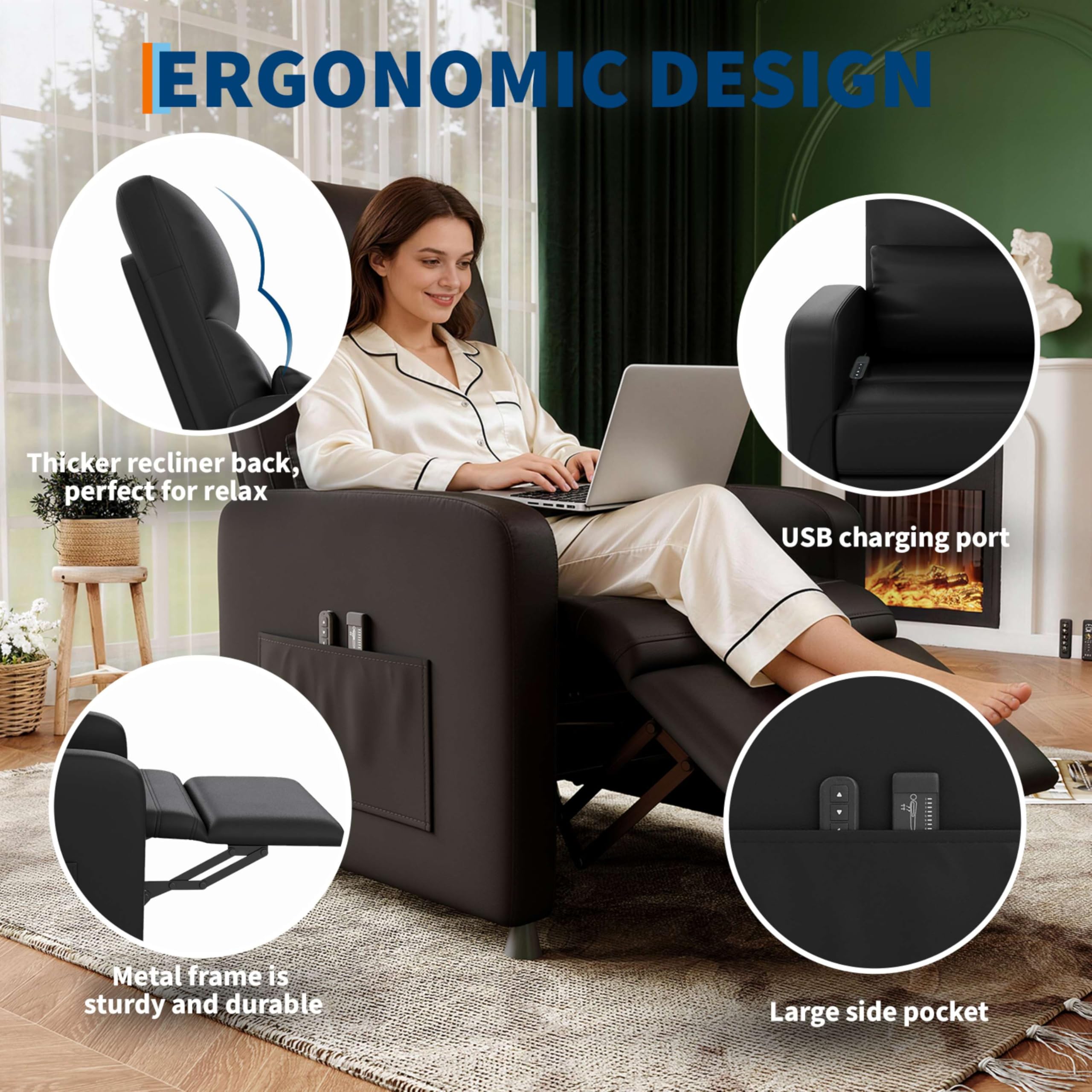 Power Recliner Chair with Massage & Heat