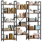 Triple Wide 5-Tier Bookshelf with 14 Open Shelves