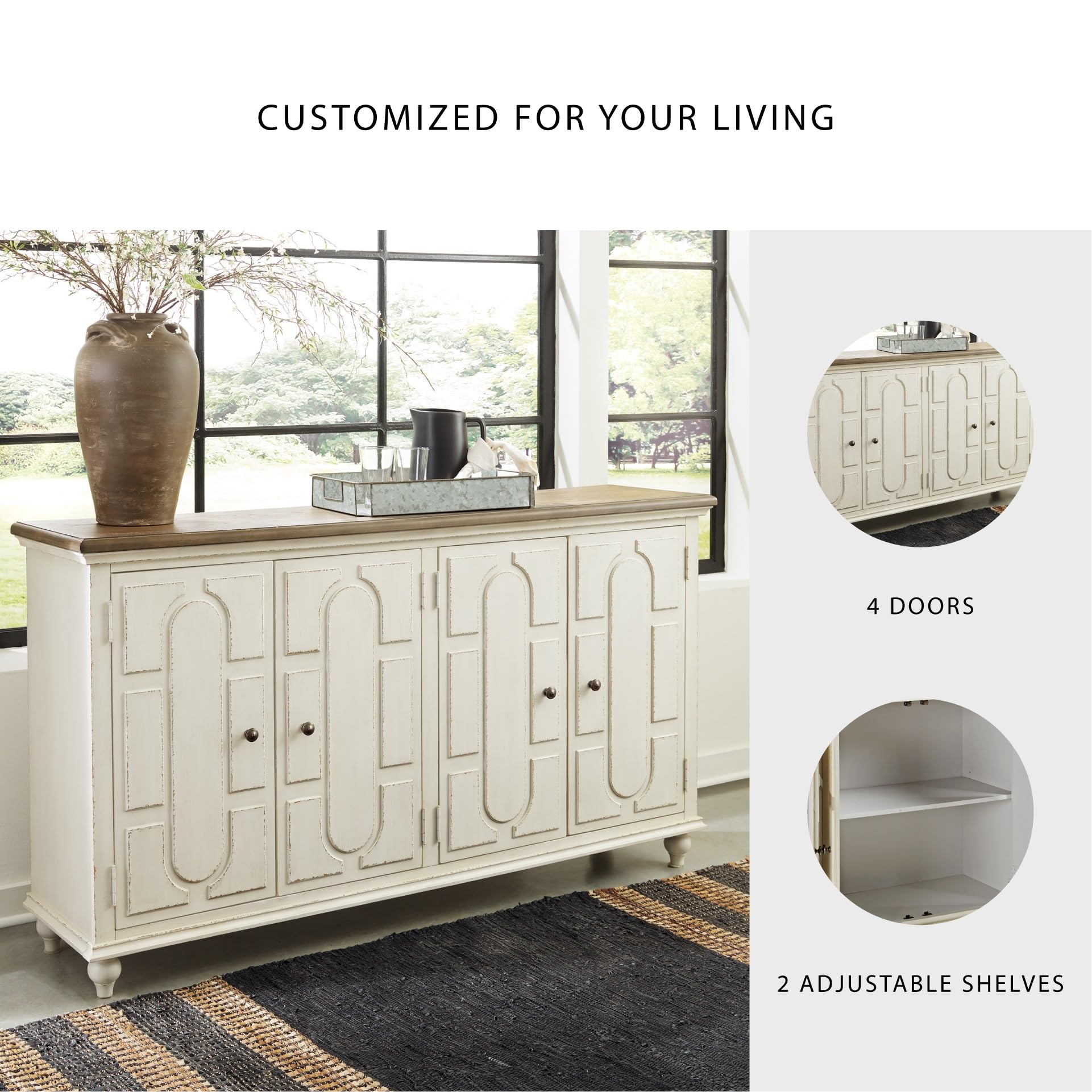 4-Door Accent Cabinet with Adjustable Shelves