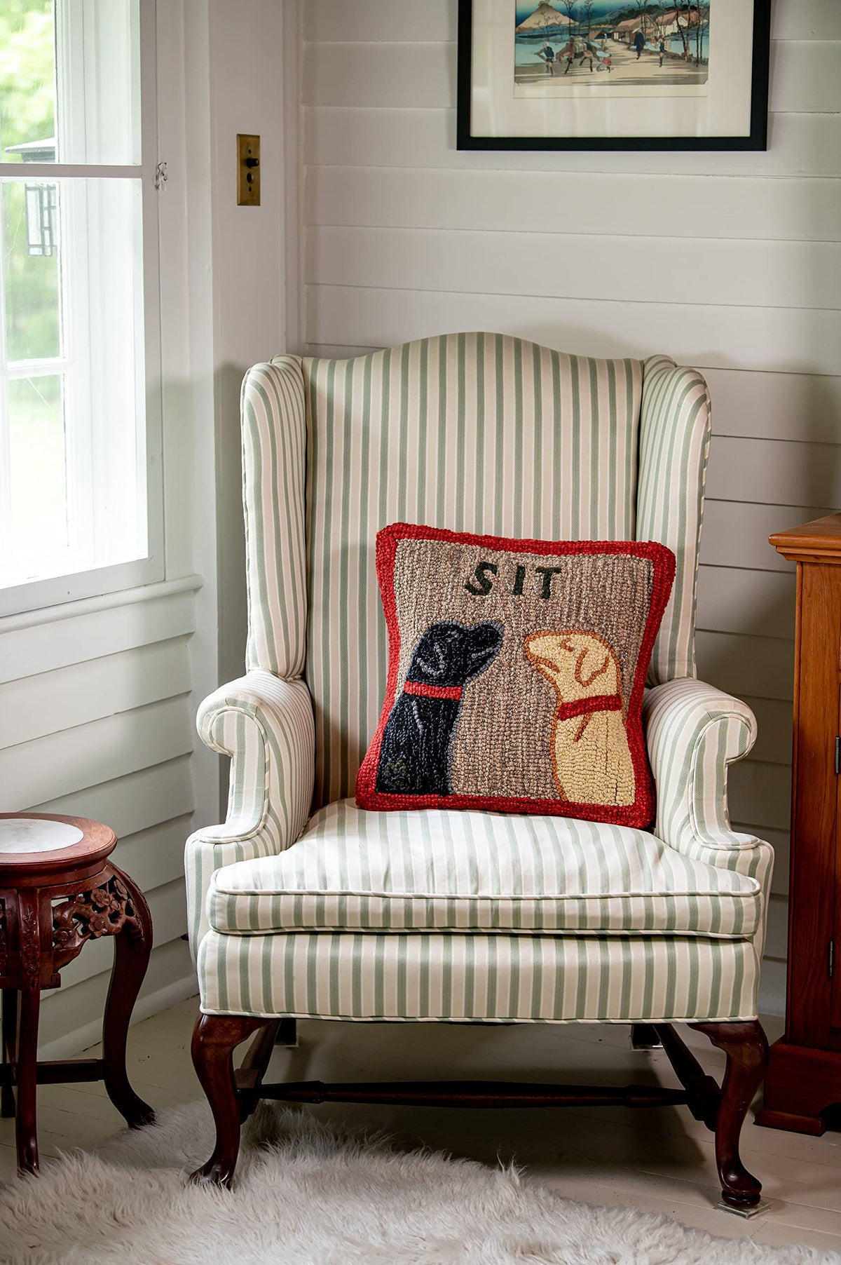 Two Dogs Wool Throw Pillow
