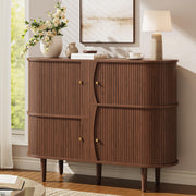 ONBRILL 48" Fluted Sideboard Buffet Cabinet, 4 Storage Cabinets, Walnut