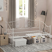 Furinno Angeland Metal Twin Daybed, Heavy Duty Metal Bed Frame, Sofa Bed, with Slats Support Platform, for Bedroom, Living Room, Dorm, Twin, White