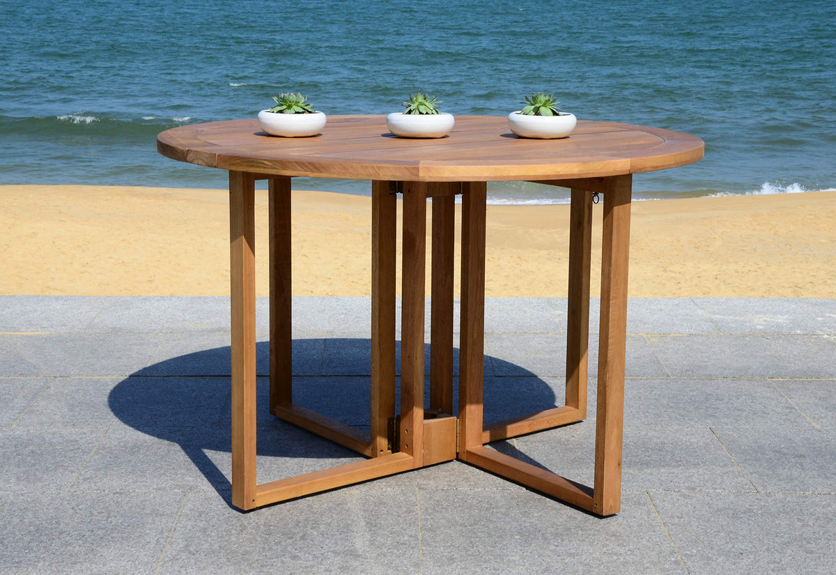 SAFAVIEH Outdoor Wales Wood Dining Table, 47" Natural PAT7036A