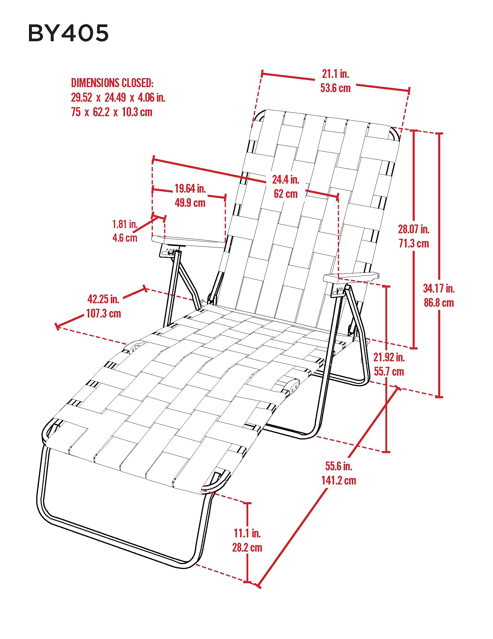 4-Position Folding Web Chaise Lounge Chair