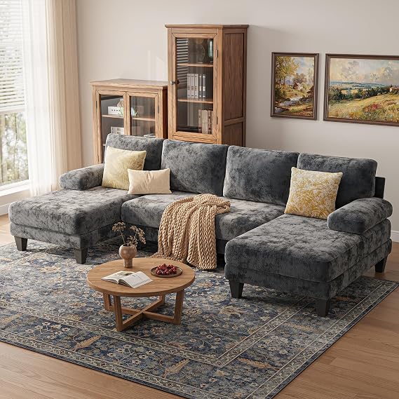 112-Inch U-Shaped Sectional Sofa