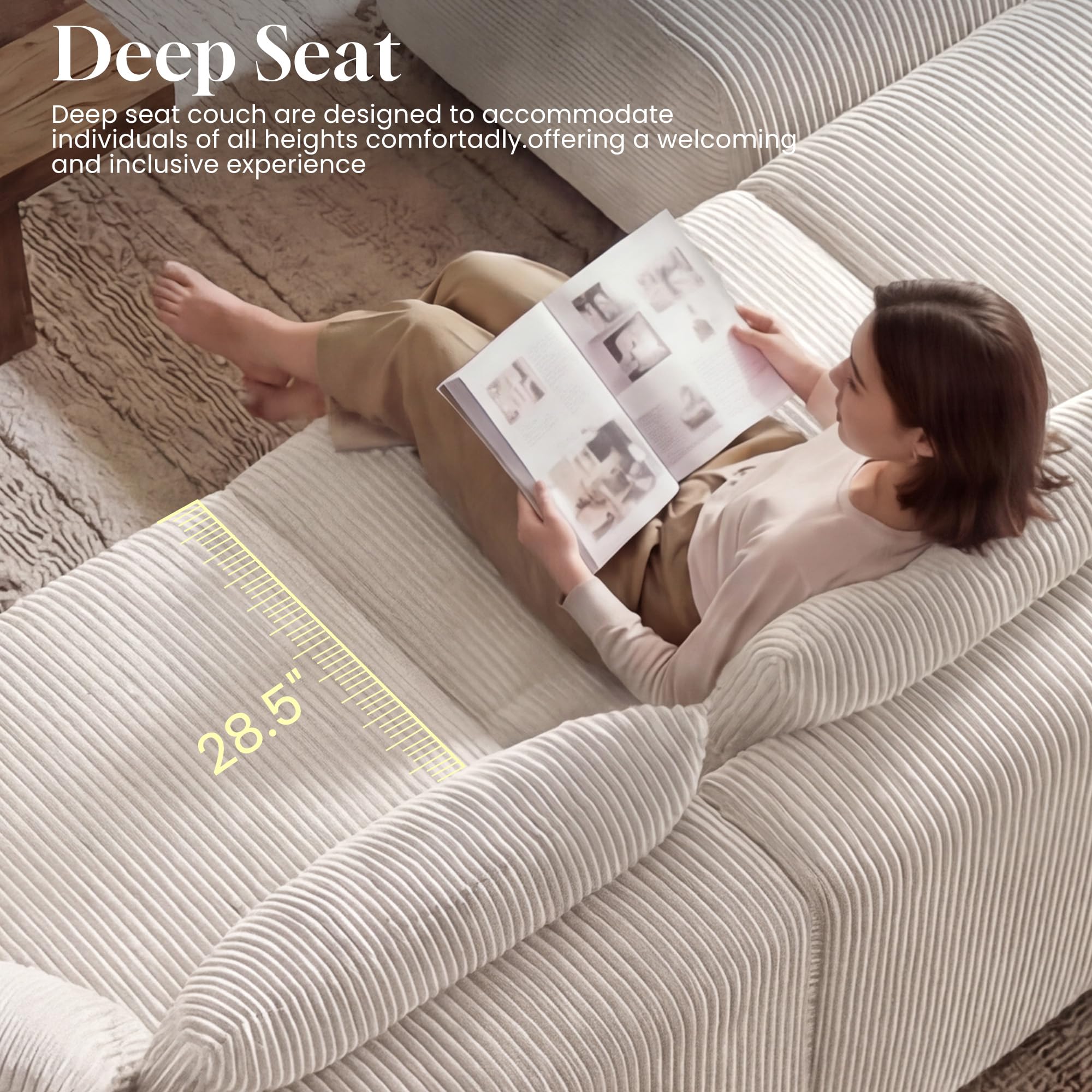 118" Modular Cloud Sectional Sofa with Ottoman