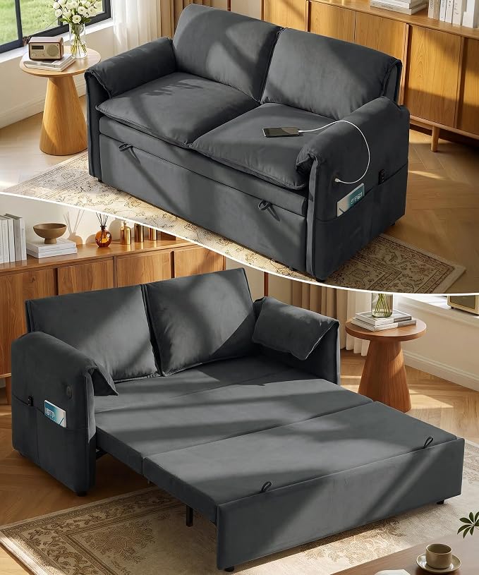 Green Velvet Sleeper Loveseat