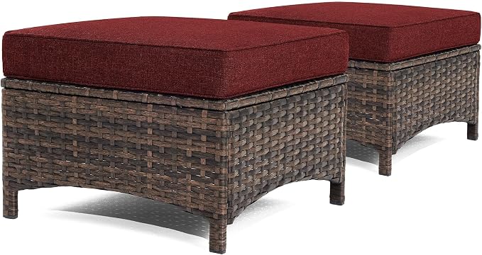Outdoor Wicker Ottoman Set