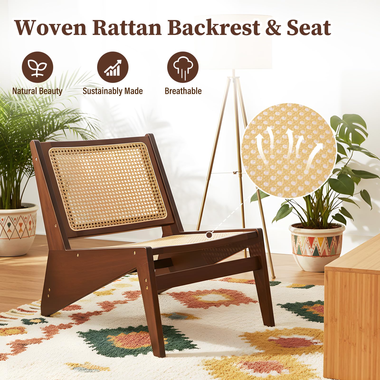 Mid-Century Rattan Accent Chair