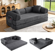 78" Convertible Sofa Bed,Folding Floor Couch,Boneless Bed Futon,Gray