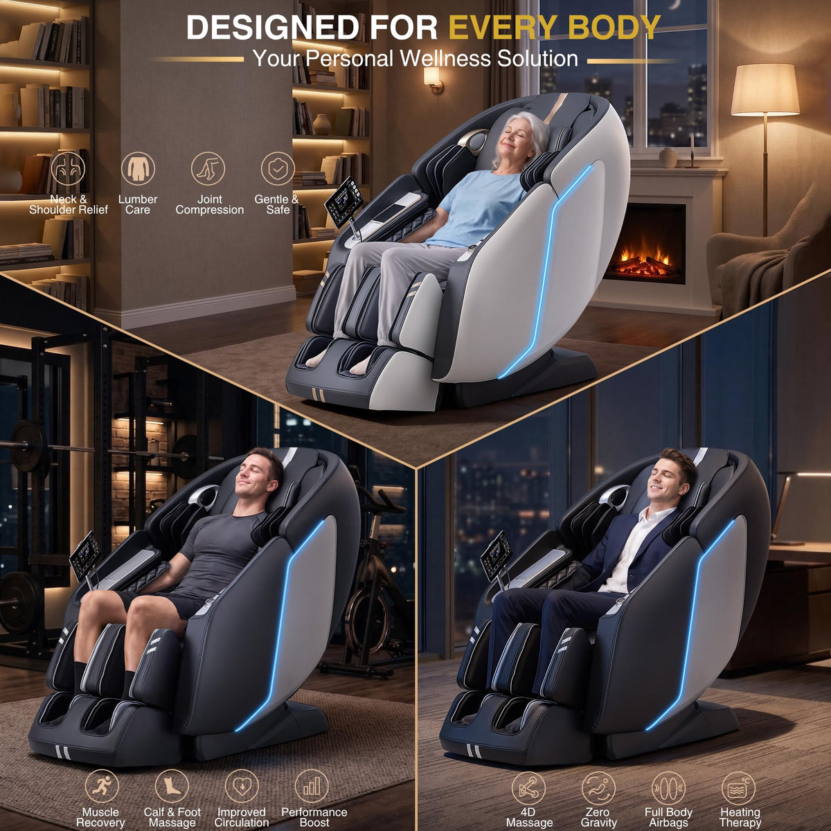 White 4D Zero Gravity Massage Chair