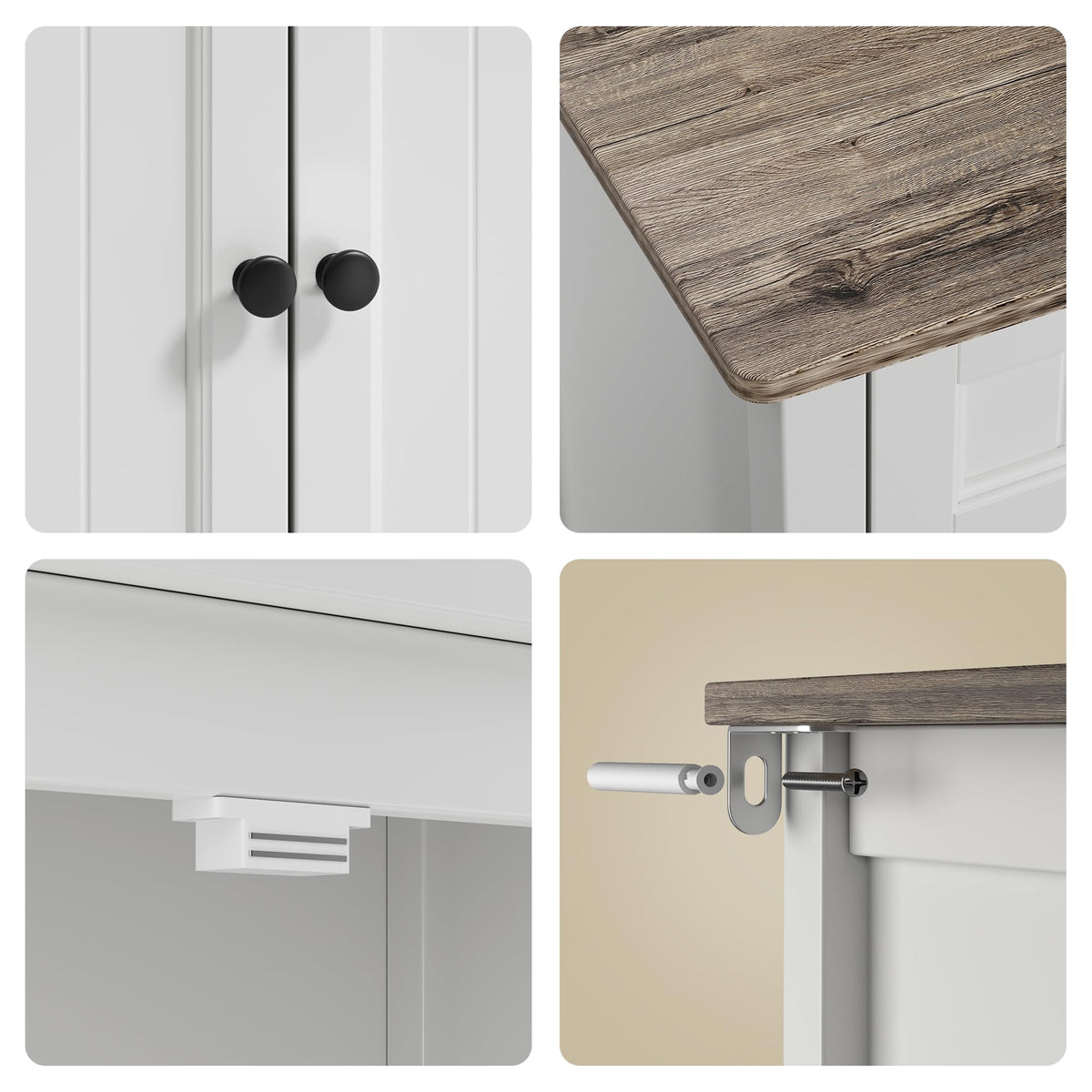 Bealife 32" Buffet Cabinet, Kitchen Island with Storage - Grey