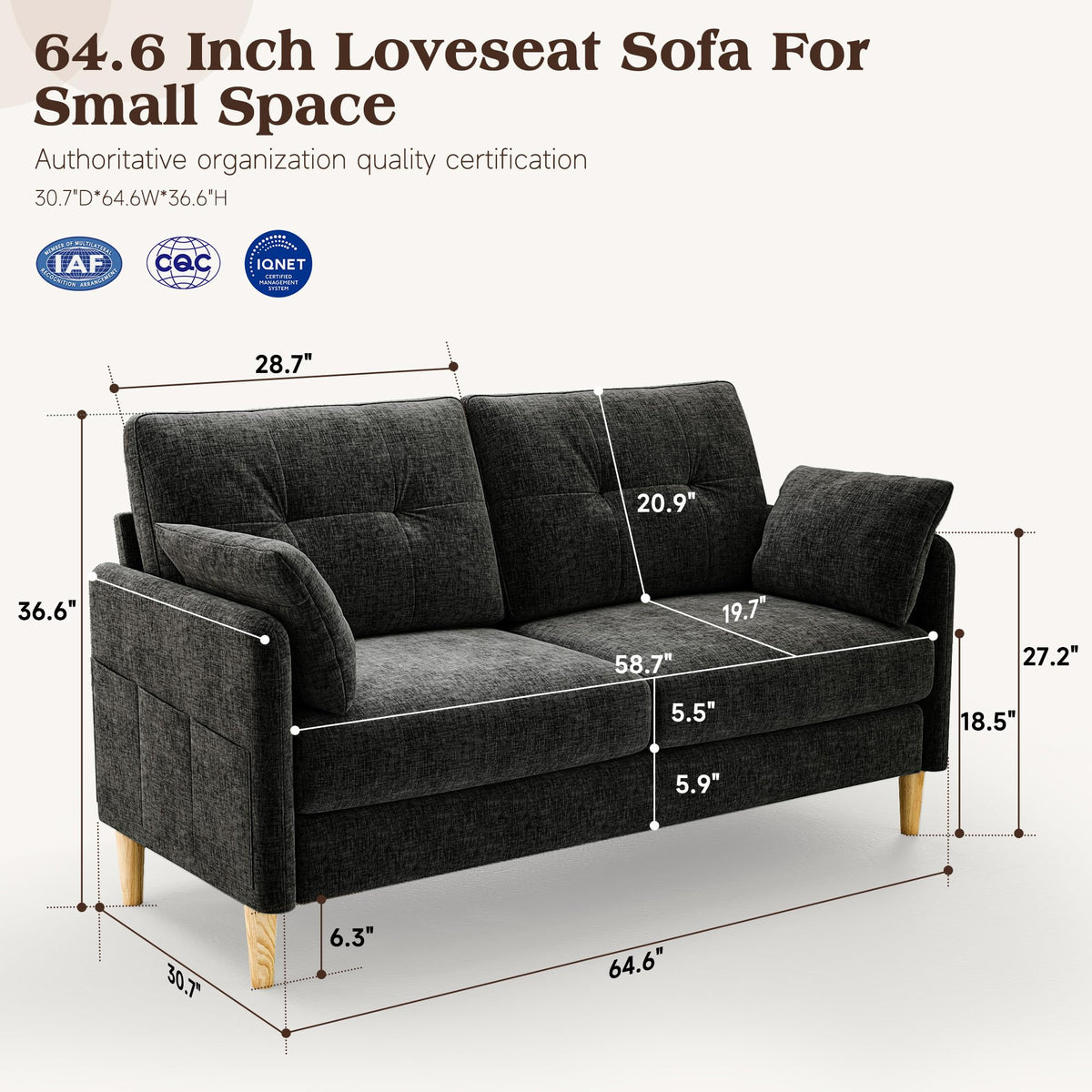 Chenille Loveseat Sofa