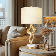 Sculptural Table Lamp Set of 2 with USB Ports & Marble Base