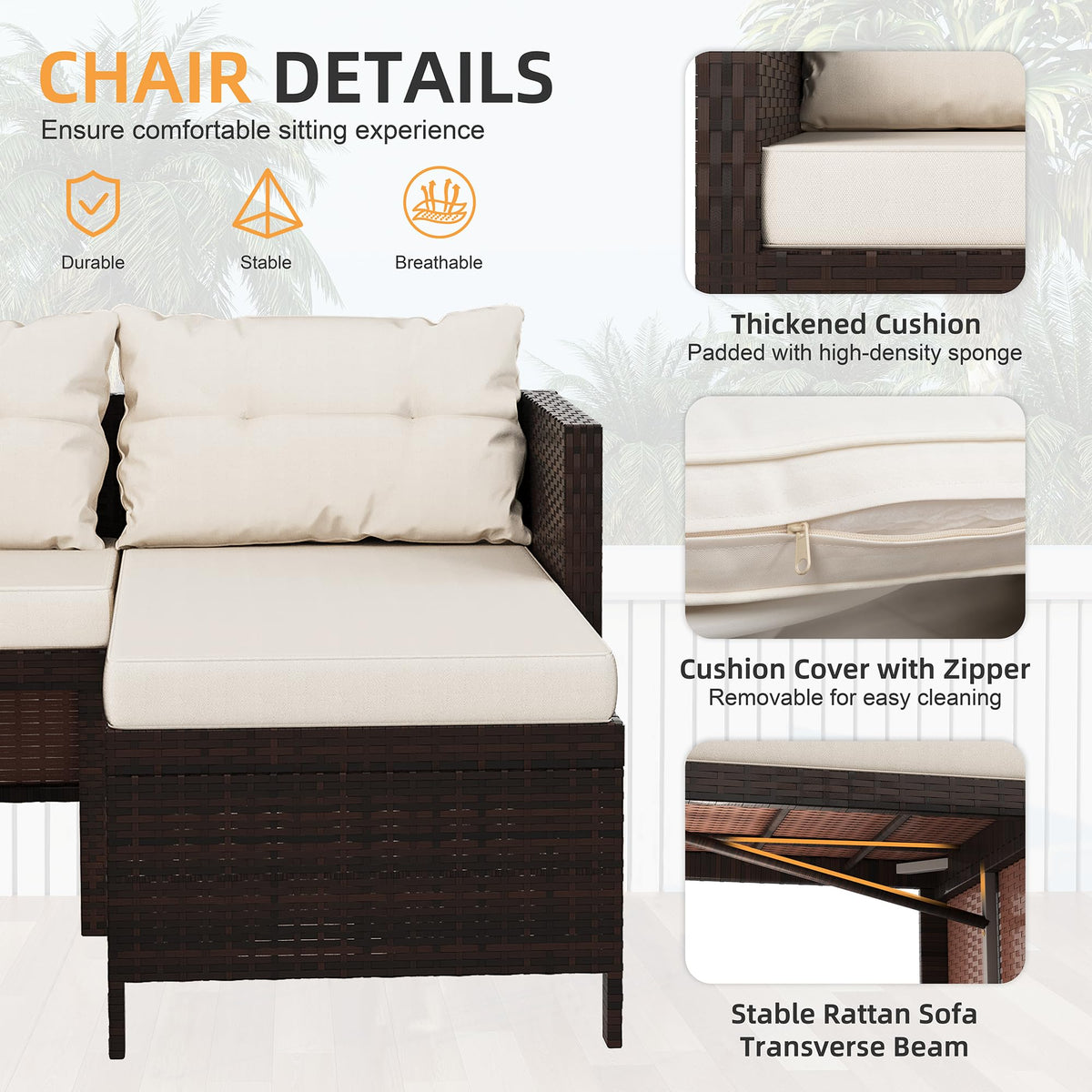 3-Piece Wicker Patio Sofa Set