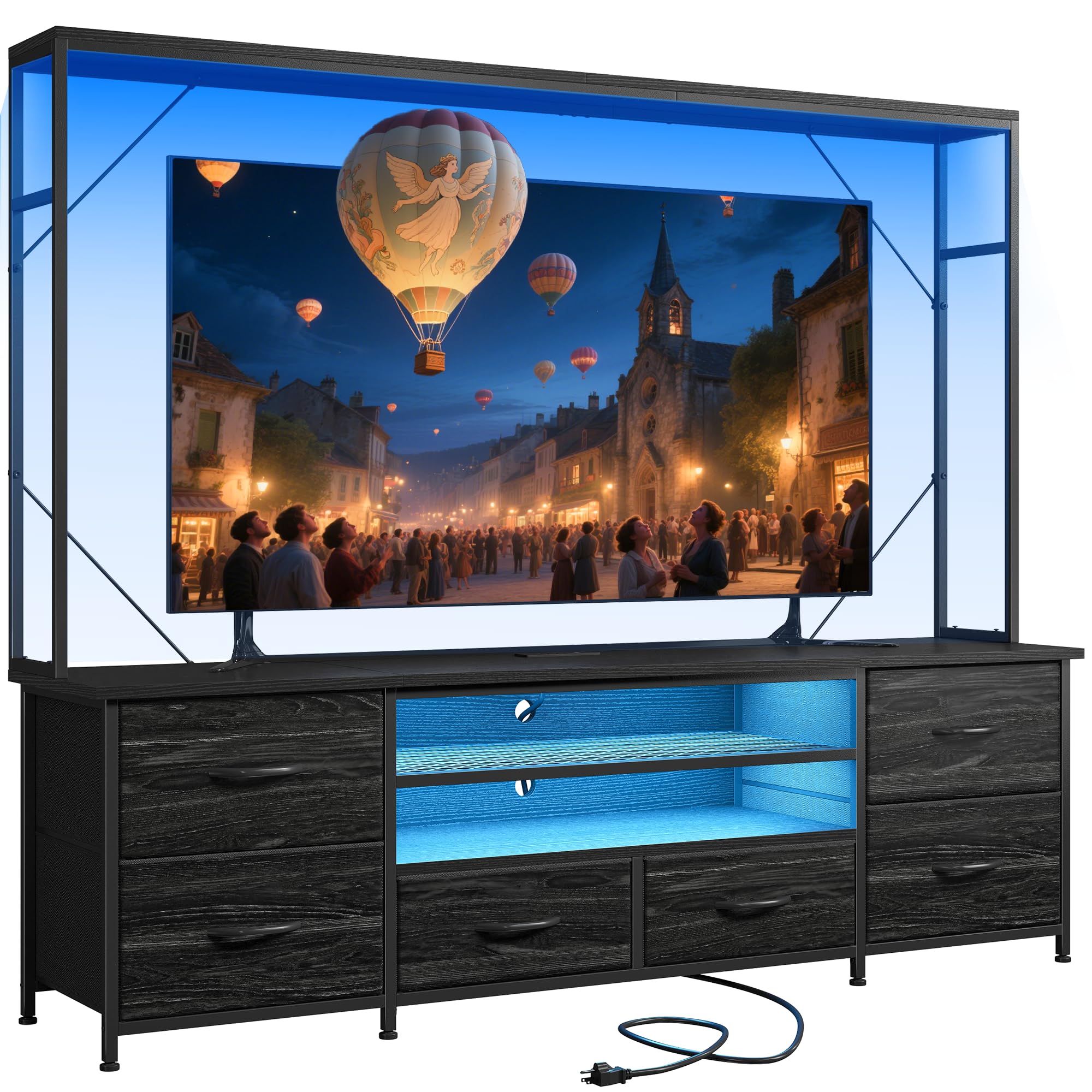 55" TV Stand with LED Lights & Power Outlets