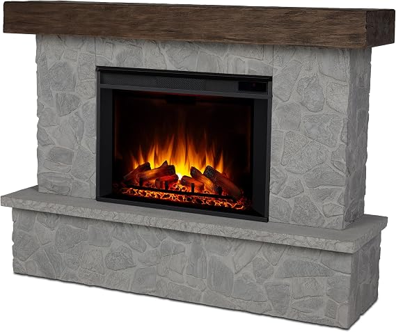 Stone-Look Electric Fireplace