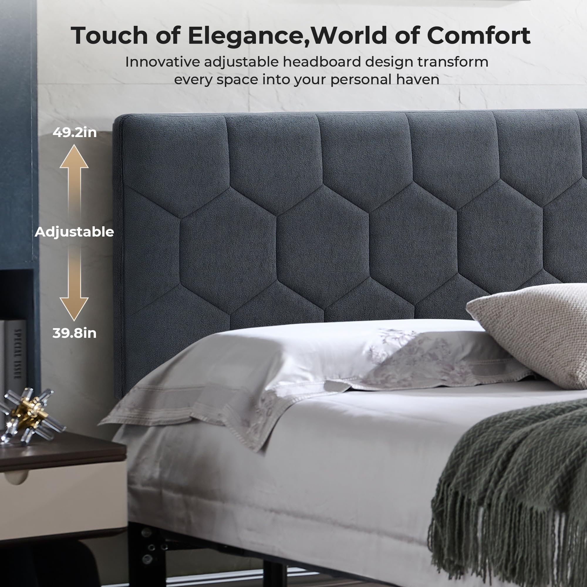 Queen Size Adjustable Bed Frame with Memory Foam Mattress